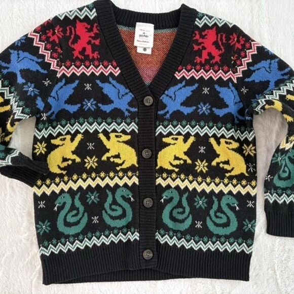Hanna Andersson Harry Potter Black Hogwarts Houses Button Up Size 4 - Picture 1 of 4